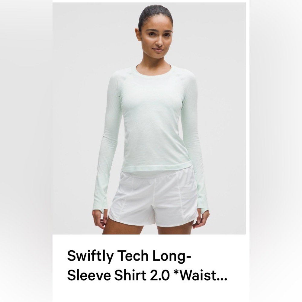 NWT Lululemon Swiftly Tech Long Sleeve Waist Length Top in Mint Breeze